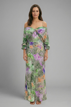 Women’s Maxi Dress with Detachable Scarf and Long Sleeves