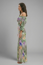 Women’s Maxi Dress with Detachable Scarf and Long Sleeves