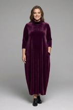 Women’s Maxi Dress with High Neck and Long Sleeves