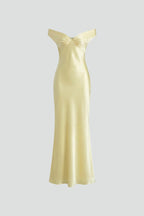 Women’s Maxi Dress with Off-Shoulder Neckline and Fitted Upper