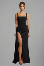 Women’s Maxi Dress with Open Back and Slip Design