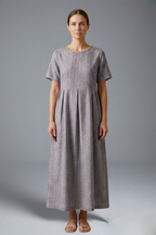 Women’s Maxi Dress with Pleated Waist and Side Pockets