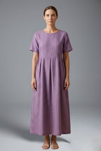 Women’s Maxi Dress with Pleated Waist and Side Pockets