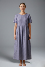Women’s Maxi Dress with Pleated Waist and Side Pockets