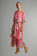 Women’s Maxi Dress with Printed Surface and Flowing Skirt