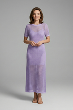 Women’s Maxi Dress with Short Sleeves and Cut-Out Surface
