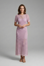 Women’s Maxi Dress with Short Sleeves and Cut-Out Surface