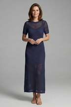 Women’s Maxi Dress with Short Sleeves and Cut-Out Surface
