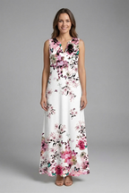 Women’s Maxi Dress with Split Neck and Sleeveless Design
