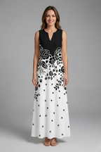 Women’s Maxi Dress with Split Neck and Sleeveless Design