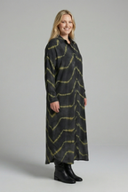 Women’s Maxi Dress with V-Neck and Button Closure