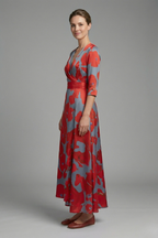 Women’s Maxi Dress with V-Neck and Wrap Waist