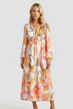 Women’s Maxi Dress with V Neck and Floral Print