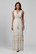 Women’s Maxi Dress with V Neck and Tiered Skirt