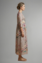 Women’s Maxi Dress with V Neckline and Floral Pattern