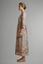 Women’s Maxi Dress with V Neckline and Floral Pattern