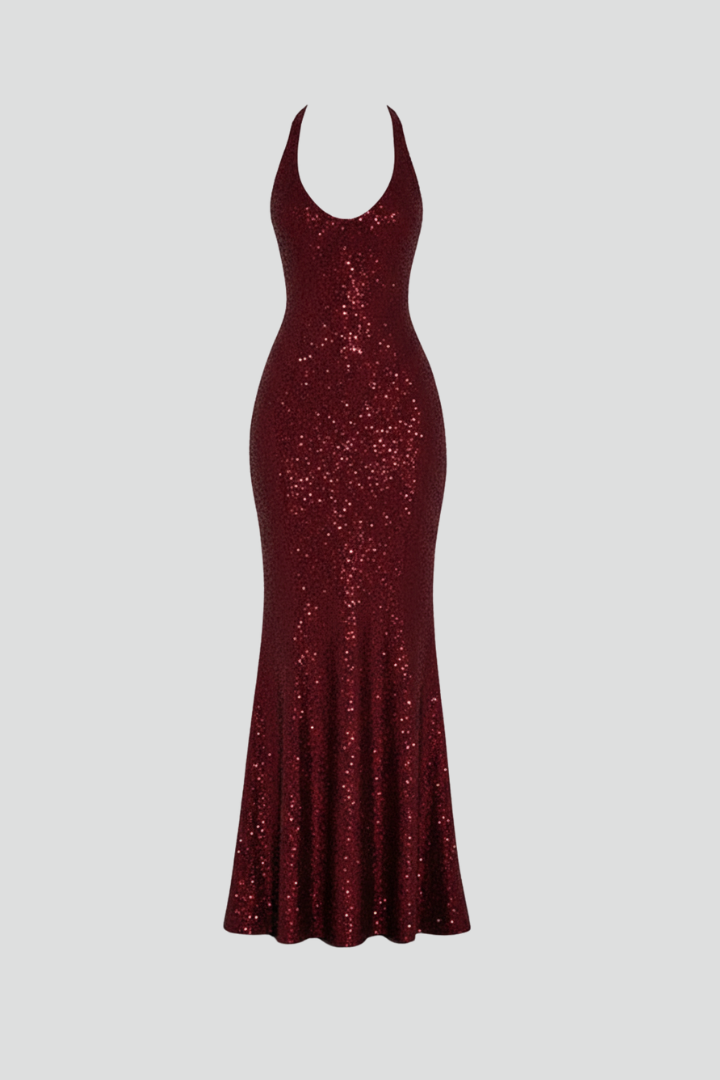 Women’s Maxi Dress with V Neckline and Sleeveless Cut