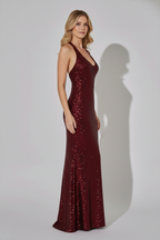 Women’s Maxi Dress with V Neckline and Sleeveless Cut