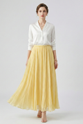 Women’s Maxi Skirt with Elastic Waist and Pleated Surface