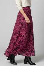 Women’s Maxi Skirt with Elastic Waist and Printed Surface