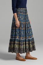Women’s Maxi Skirt with Elastic Waist and Tiered Panels