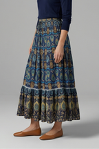 Women’s Maxi Skirt with Elastic Waist and Tiered Panels