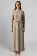 Women’s Maxi Skirt with Elastic Waistband and Textured Surface