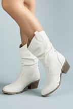 Women’s Mid-Calf Boots with Pull Tabs and Block Heel