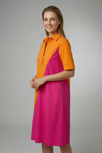 Women’s Midi Dress with Collar Neck and Short Sleeves