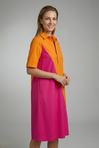 Women’s Midi Dress with Collar Neck and Short Sleeves