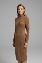 Women’s Midi Dress with High Neck and Long Sleeves