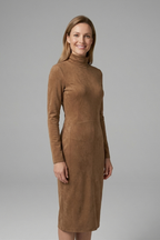 Women’s Midi Dress with High Neck and Long Sleeves