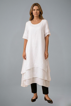 Women’s Midi Dress with Open Neckline and Flowing Skirt