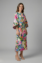 Women’s Midi Dress with Round Neck and Wide Sleeves