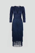 Women’s Midi Dress with Round Neck and Wide Sleeves