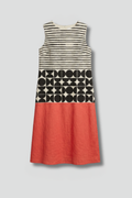 Women’s Midi Dress with Round Neckline and Sleeveless Design