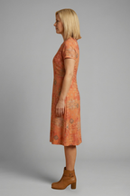 Women’s Midi Dress with Short Sleeves and Printed Surface