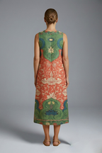 Women’s Midi Dress with Sleeveless Design and Floral Pattern