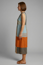 Women’s Midi Dress with Sleeveless Design and Geometric Print