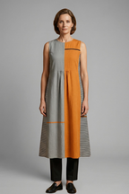 Women’s Midi Dress with Sleeveless Design and Linen Blend