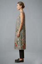 Women’s Midi Dress with Sleeveless Design and Linen Blend