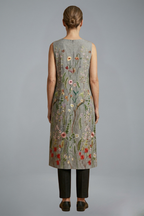 Women’s Midi Dress with Sleeveless Design and Linen Blend