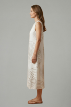 Women’s Midi Dress with Sleeveless Design and Pockets