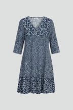 Women’s Midi Dress with V-Neckline and Smocked Waist