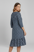 Women’s Midi Dress with V-Neckline and Smocked Waist
