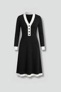 Women’s Midi Dress with V Neck and Button Detail
