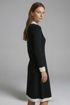 Women’s Midi Dress with V Neck and Button Detail