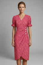 Women’s Midi Dress with Paisley Pattern and Round Neckline