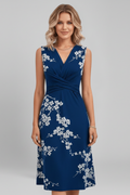 Women’s Midi Dress with V Neck and Sleeveless Cut