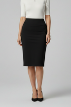 Women’s Midi Skirt with High Waist and Back Slit